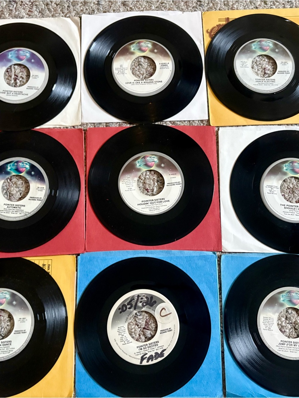 Lot Of 9 Pointer Sisters 45 RPM Vinyl Records R&B Soul Pop 70s 80s VG